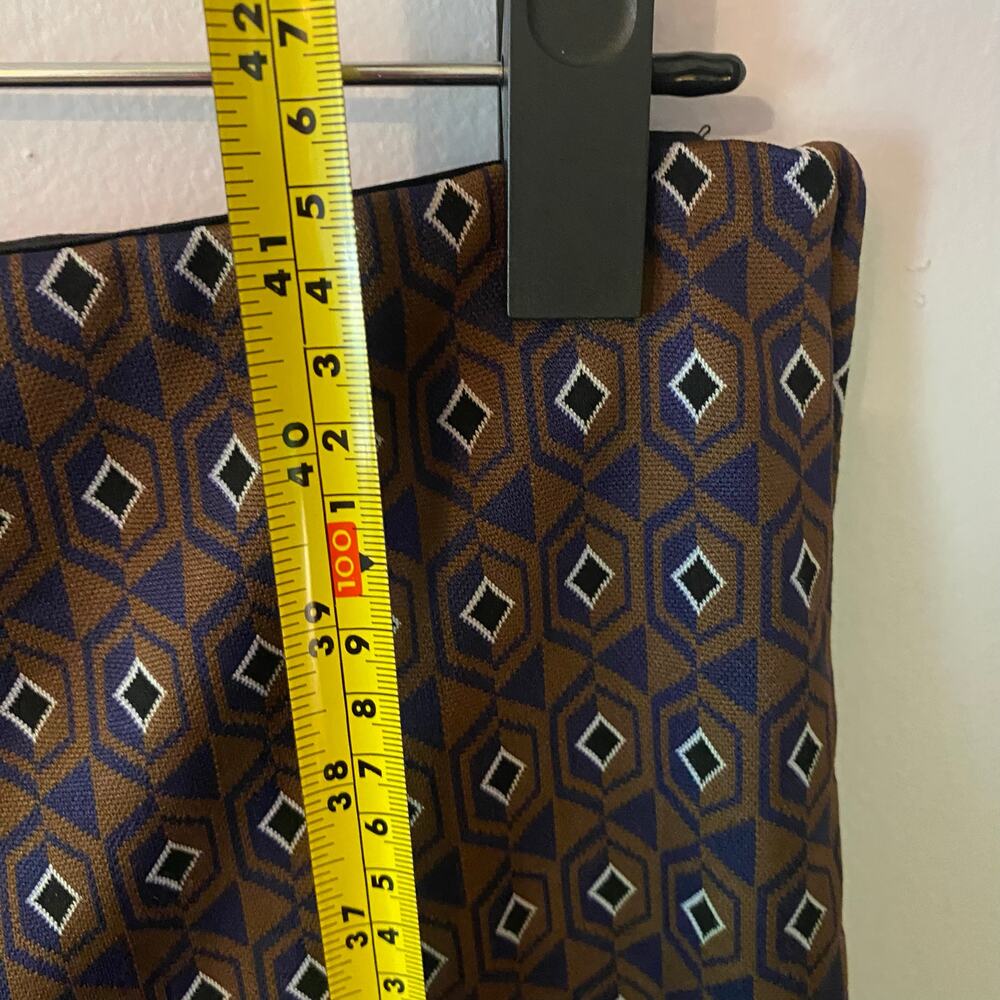Zara Brown Navy Patterned Stretchy Straight Leg Dress Pants Boho Women's Small - Picture 9 of 12